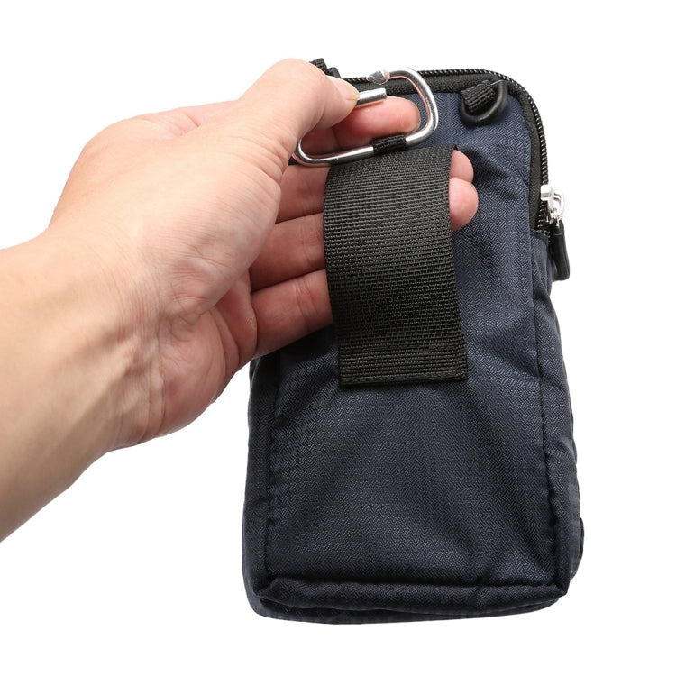 Universal Multi-function Plaid Texture Double Layer Zipper Sports Waist Bag / Shoulder Bag for iPhone X & 7 & 7 Plus / Galaxy S9+ / S8+ / Note 8 / Sony Xperia Z5 / Huawei Mate 8, Size: 16.5 x 9.0 x 3.0cm