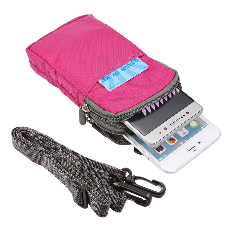 Universal Multi-function Plaid Texture Double Layer Zipper Sports Waist Bag / Shoulder Bag for iPhone X & 7 & 7 Plus / Galaxy S9+ / S8+ / Note 8 / Sony Xperia Z5 / Huawei Mate 8, Size: 16.5 x 9.0 x 3.0cm