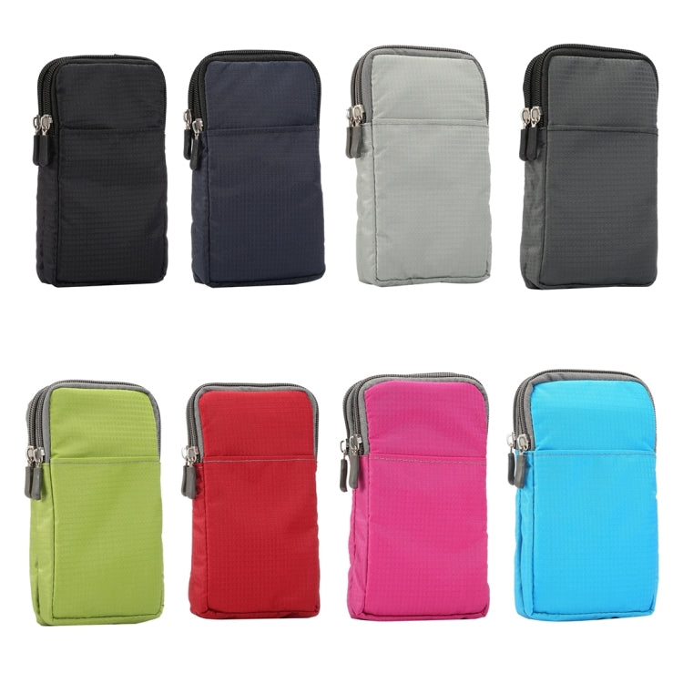 Universal Multi-function Plaid Texture Double Layer Zipper Sports Waist Bag / Shoulder Bag for iPhone X & 7 & 7 Plus / Galaxy S9+ / S8+ / Note 8 / Sony Xperia Z5 / Huawei Mate 8, Size: 16.5 x 9.0 x 3.0cm