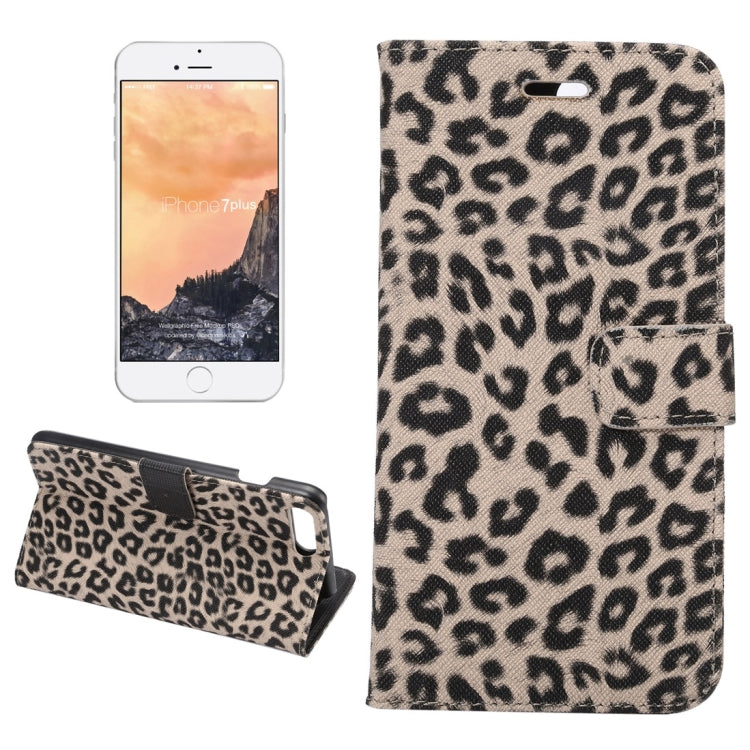 For iPhone 8 Plus & 7 Plus Leopard Texture Horizontal Flip Leather Case with Holder & Card Slots & Wallet