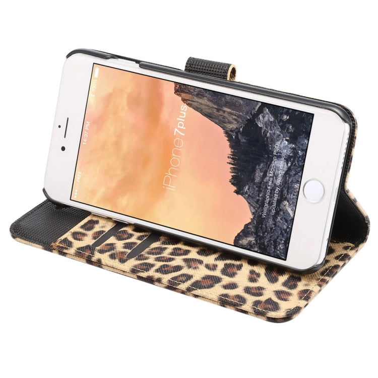 For iPhone 8 Plus & 7 Plus Leopard Texture Horizontal Flip Leather Case with Holder & Card Slots & Wallet