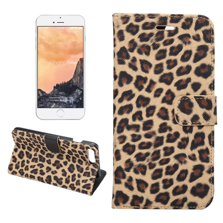For iPhone 8 Plus & 7 Plus Leopard Texture Horizontal Flip Leather Case with Holder & Card Slots & Wallet