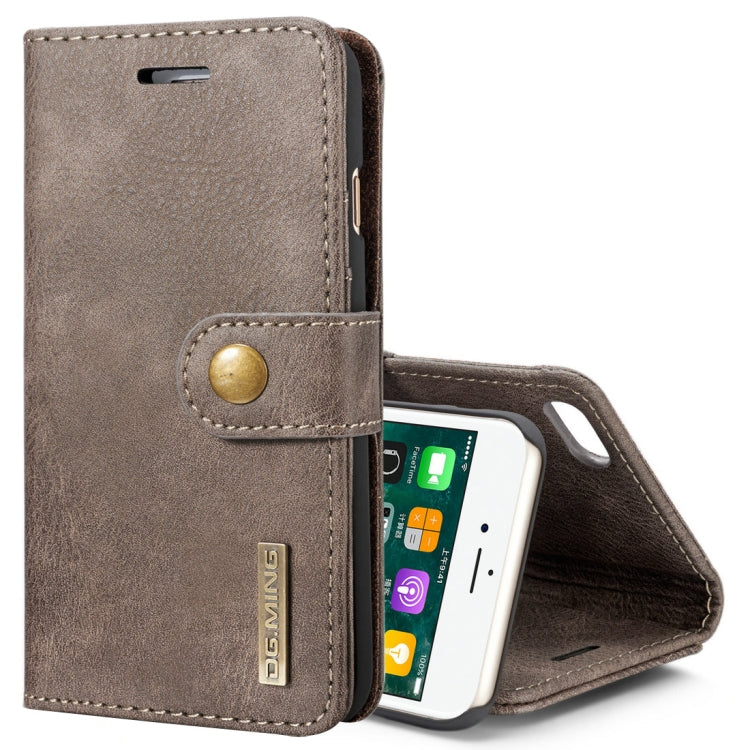 DG.MING for iPhone 8 & 7 Crazy Horse Texture Horizontal Flip Detachable Magnetic Protective Case with Holder & Card Slots & Wallet, iPhone 8 & 7