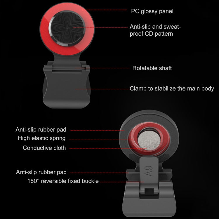 A9 Direct Mobile Clip Games Joystick Artifact Hand Travel Button Sucker with Ring Holder for iPhone, Android Phone, Tablet, A9 Silver, A9 Gold, A9 REd