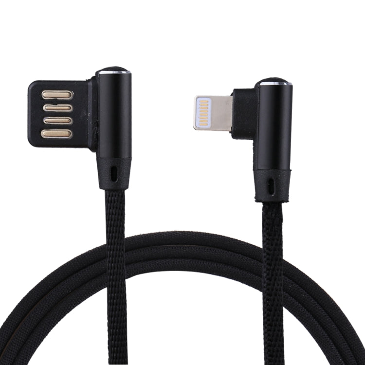 1m 2.4A Output USB to 8 Pin Double Elbow Design Nylon Weave Style Data Sync Charging Cable, 8 Pin Dark Blue, 8 Pin Blue, 8 Pin Red, 8 Pin Coffee, 8 Pin Black