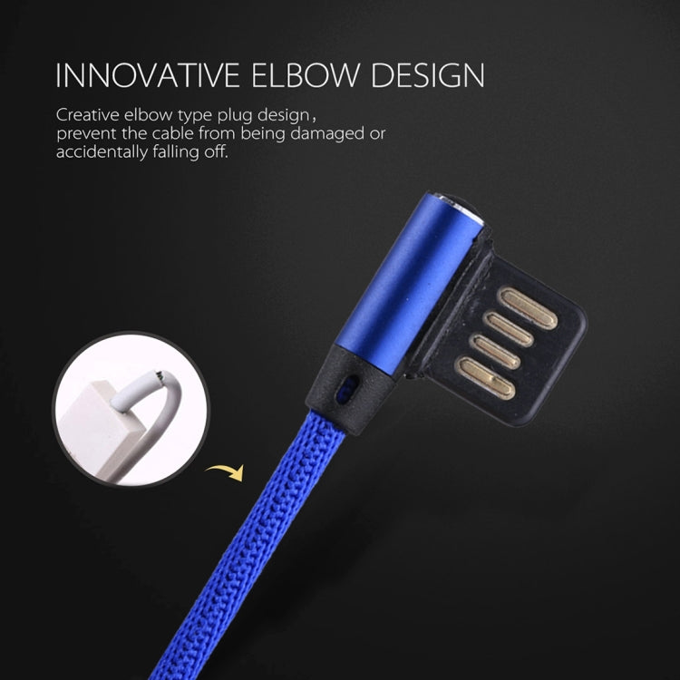 1m 2.4A Output USB to 8 Pin Double Elbow Design Nylon Weave Style Data Sync Charging Cable, 8 Pin Dark Blue, 8 Pin Blue, 8 Pin Red, 8 Pin Coffee, 8 Pin Black