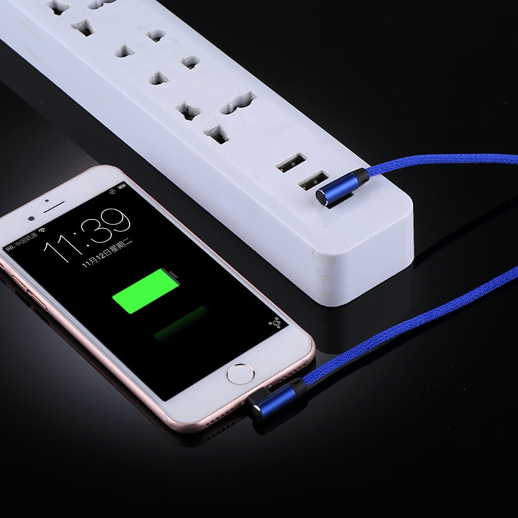 1m 2.4A Output USB to 8 Pin Double Elbow Design Nylon Weave Style Data Sync Charging Cable, 8 Pin Dark Blue, 8 Pin Blue, 8 Pin Red, 8 Pin Coffee, 8 Pin Black