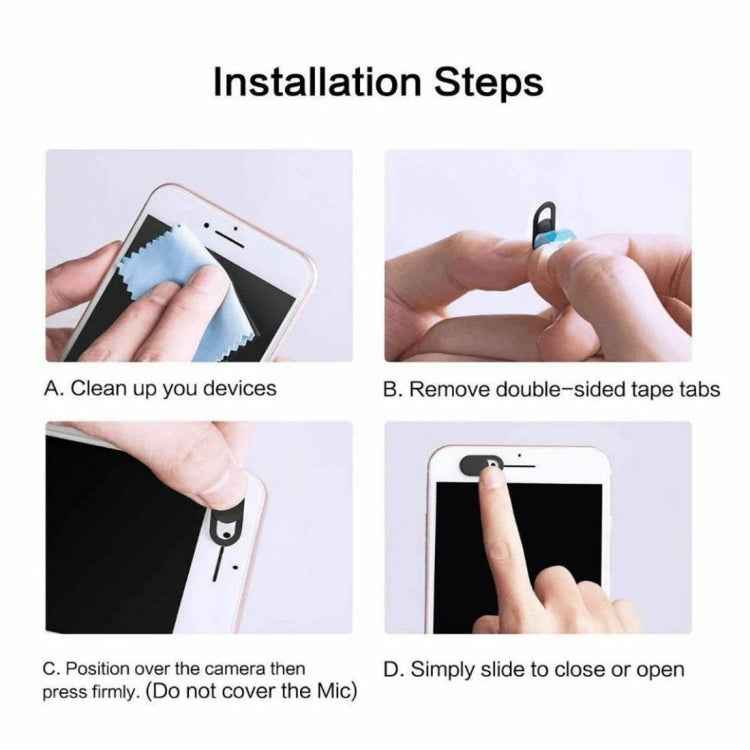 3 PCS Universal Ultra-thin Design Magnet WebCam Cover Camera Cover for Desktop, Laptop, Tablet, Phones