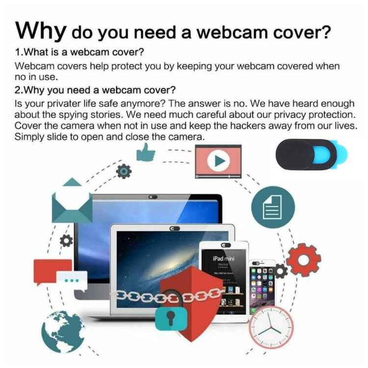 6 PCS Universal Ultra-thin Design WebCam Cover Camera Cover for Desktop, Laptop, Tablet, Phones