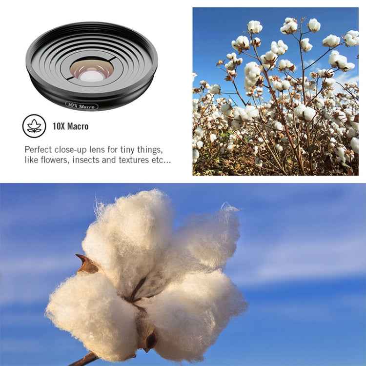 APEXEL APL-HB10X Macro Lens Telephoto Clip + Star Light Filter + CPL Phone Lens Kit