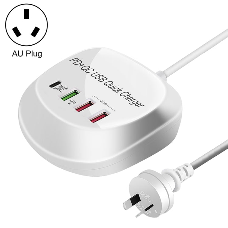 WLX-T3P 4 In 1 PD + QC Multi-function Smart Fast Charging USB Charger, WLX-T3P UK Plug, WLX-T3P US Plug, WLX-T3P AU Plug, WLX-T3P EU Plug