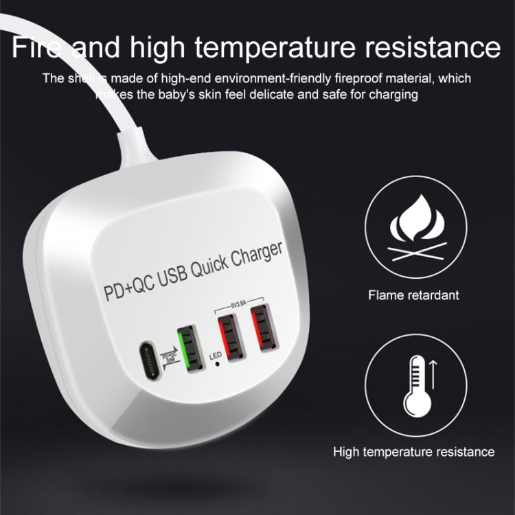 WLX-T3P 4 In 1 PD + QC Multi-function Smart Fast Charging USB Charger, WLX-T3P UK Plug, WLX-T3P US Plug, WLX-T3P AU Plug, WLX-T3P EU Plug