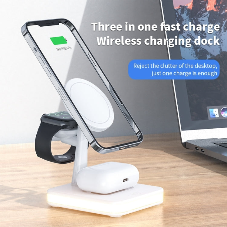 991 3 in 1 15W Electromagnetic Induction Wireless Fast Charging with 360 Degree Rotating Holder, 991