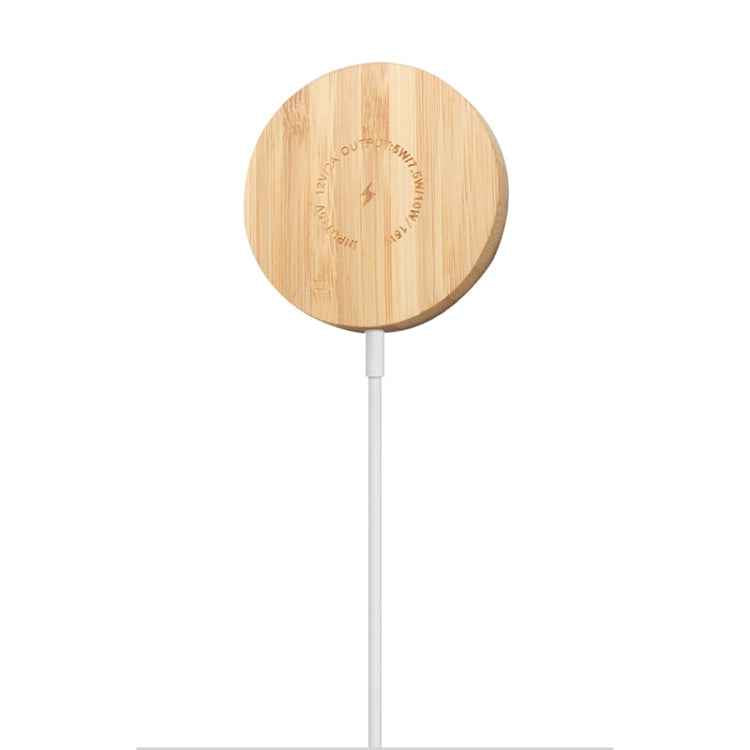 JYD01 15W Magsafe Round Bamboo Wood Magnetic Wireless Charger