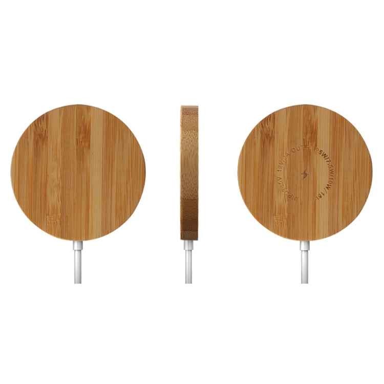 JYD01 15W Magsafe Round Bamboo Wood Magnetic Wireless Charger