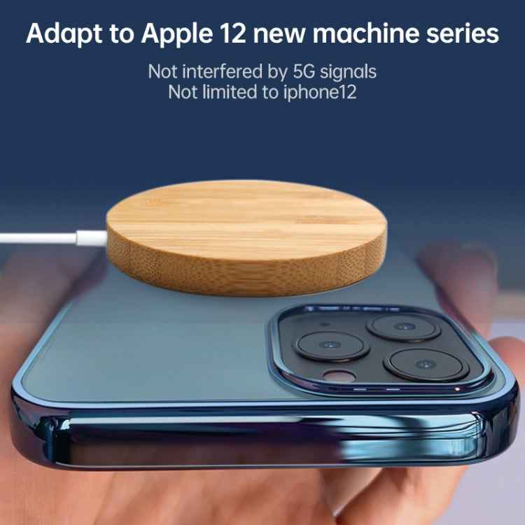 JYD01 15W Magsafe Round Bamboo Wood Magnetic Wireless Charger