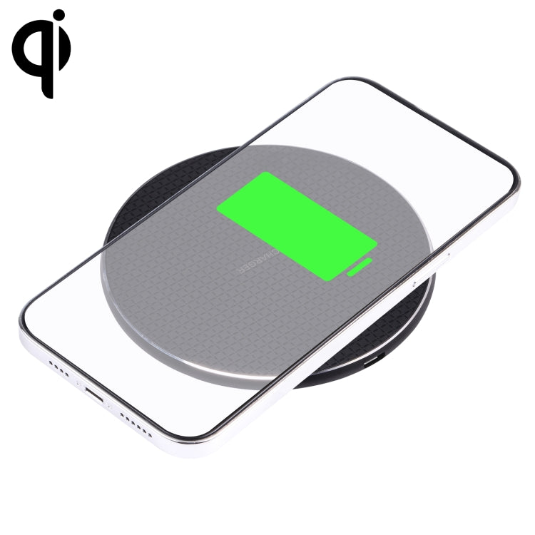 10W QI Plaid Pattern Round Metal Wireless Charger