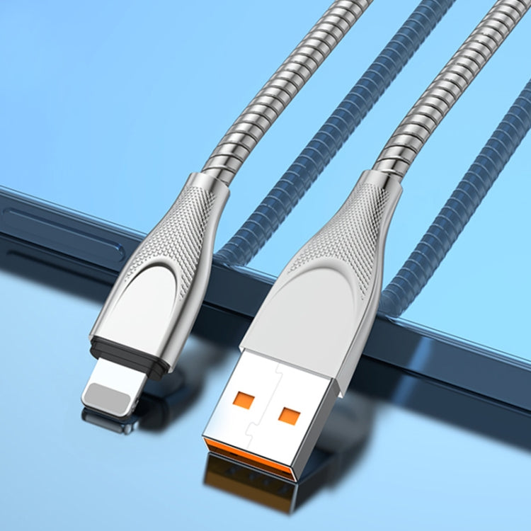 ADC-009 USB to 8 Pin Zinc Alloy Hose Fast Charging Data Cable, Cable Length: 1m, USB to 8 Pin