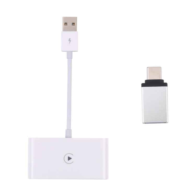 USB + USB-C / Type-C Wired to Wireless Carplay Adapter for iPhone