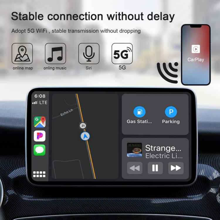 USB + USB-C / Type-C Wired to Wireless Carplay Adapter for iPhone