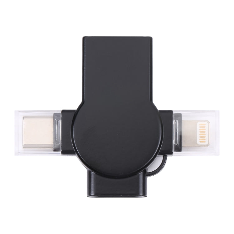 X09 4 in 1 USB to Dual 8 Pin+USB-C/Type-C Interface OTG Adapter