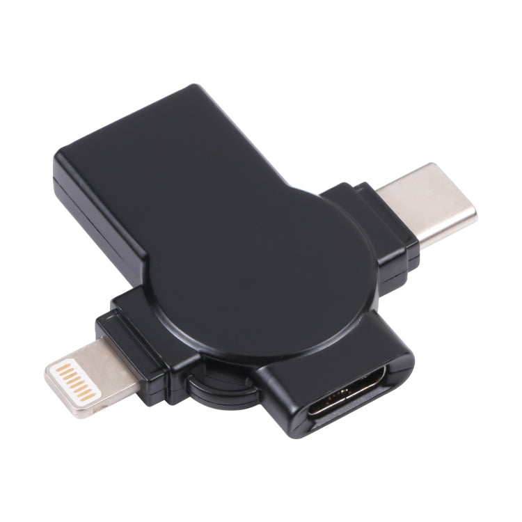 X09 4 in 1 USB to Dual 8 Pin+USB-C/Type-C Interface OTG Adapter