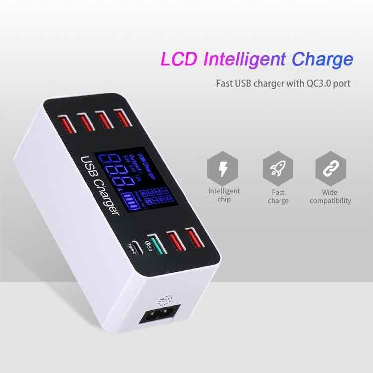A9 Plus (Global Version) Multi-function AC 100V~240V 8 Ports USB Digital Display LCD Detachable Charging Station Smart Charger with Wireless Charger,Support QC3.0