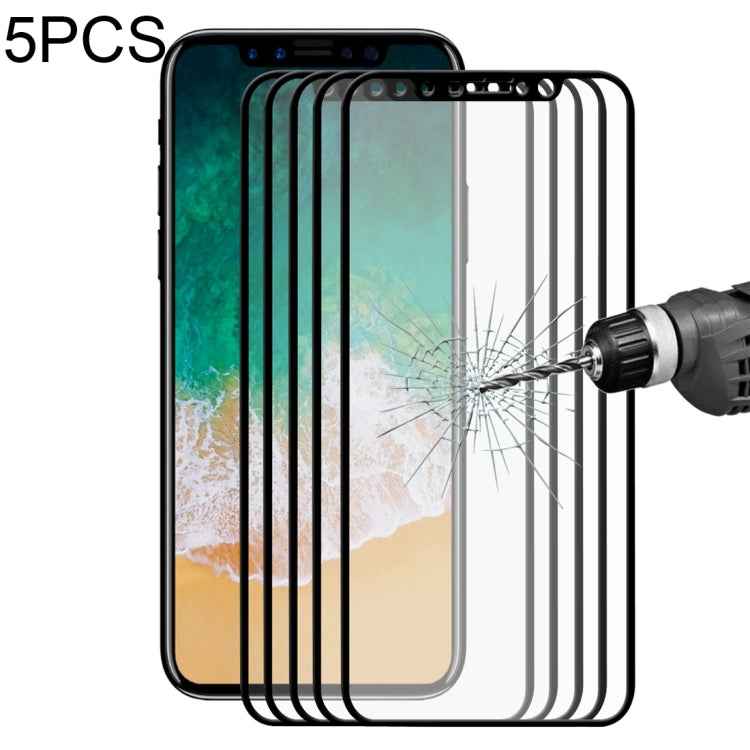 For iPhone X 5pcs ENKAY Hat-Prince 0.26mm 9H Surface Hardness 2.5D Explosion-proof Full Screen Tempered Glass Screen Film