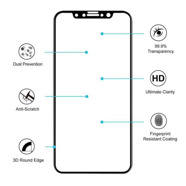 For iPhone X ENKAY Hat-Prince 0.26mm 9H Surface Hardness 3D Explosion-proof Full Screen Curved Heat Bending Tempered Glass Screen Film