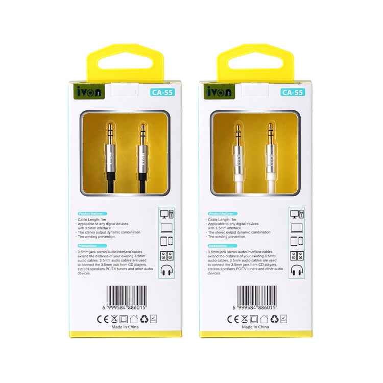 IVON CA55 3.5mm Male to Male AUX Audio Cable, Cable Length: 1m