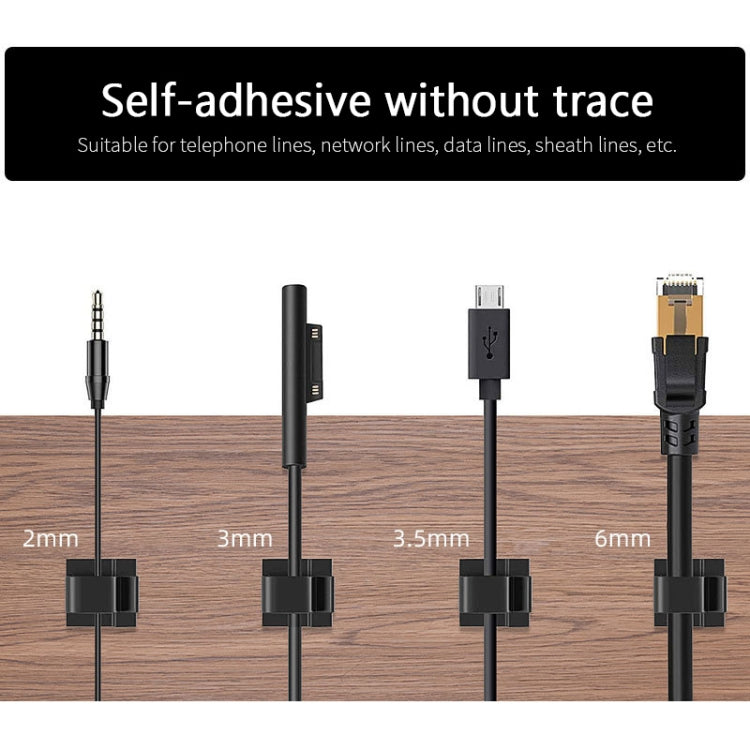 HG2392 50 PCS Desktop Data Cable Organizer Fixing Clip, Gum Type: Acrylic, 50 PCS / Acrylic