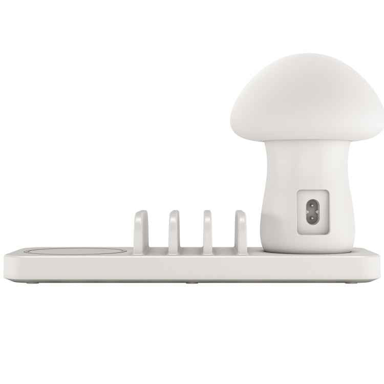 HQ-UD12 Universal 4 in 1 40W QC3.0 3 USB Ports + Wireless Charger Mobile Phone Charging Station with Mushroom Shape LED Light, Length: 1.2m, EU Plug