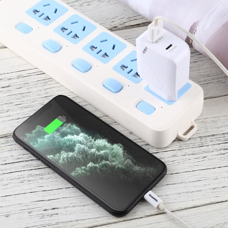LZ-819A+C QC3.0 USB + PD 18W USB-C / Type-C Interfaces Travel Charger with Indicator Light, EU Plug, EU Plug