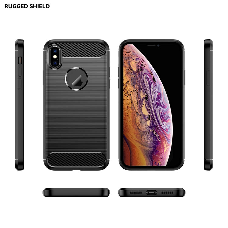 For iPhone X / XS Carbon Fiber TPU Brushed Texture Shockproof Protective Back Cover Case