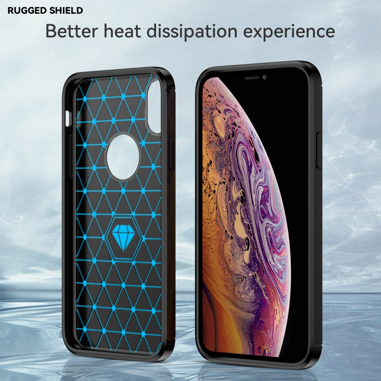 For iPhone X / XS Carbon Fiber TPU Brushed Texture Shockproof Protective Back Cover Case