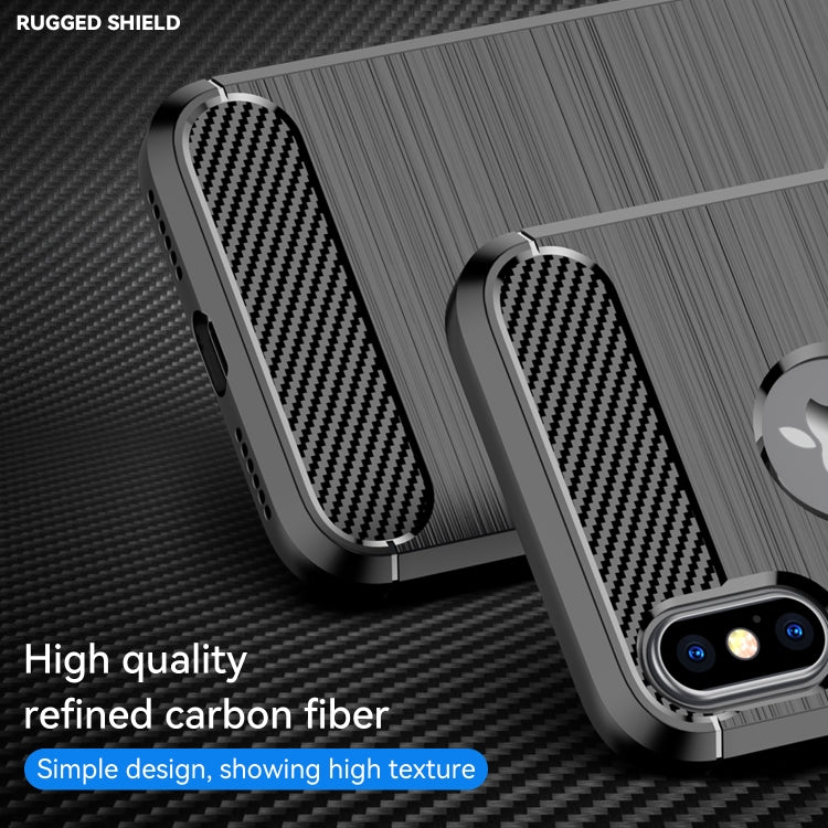 For iPhone X / XS Carbon Fiber TPU Brushed Texture Shockproof Protective Back Cover Case