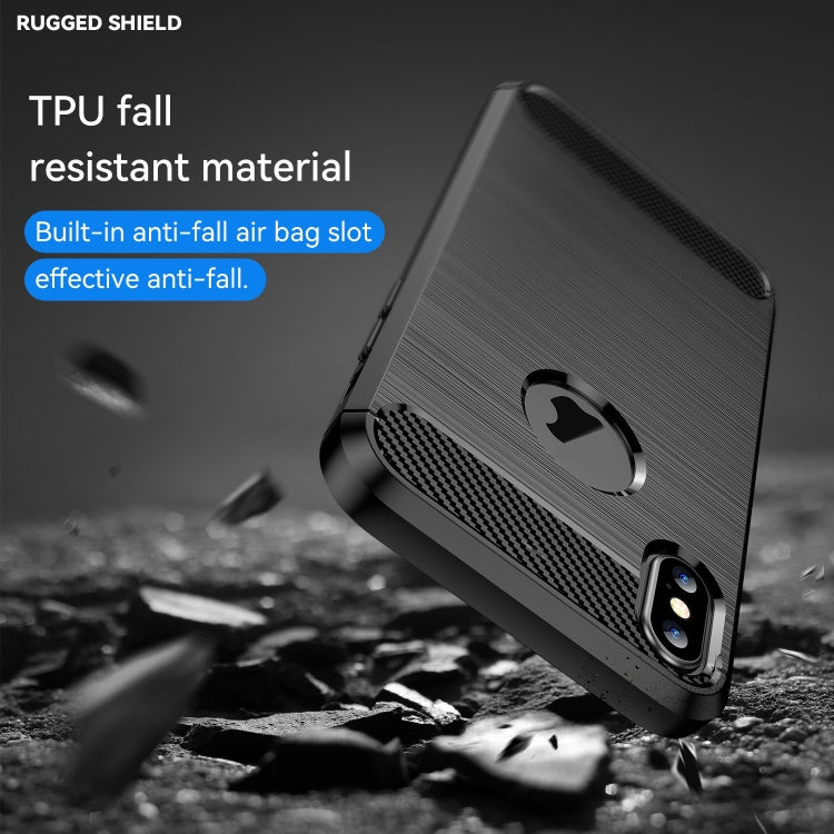 For iPhone X / XS Carbon Fiber TPU Brushed Texture Shockproof Protective Back Cover Case