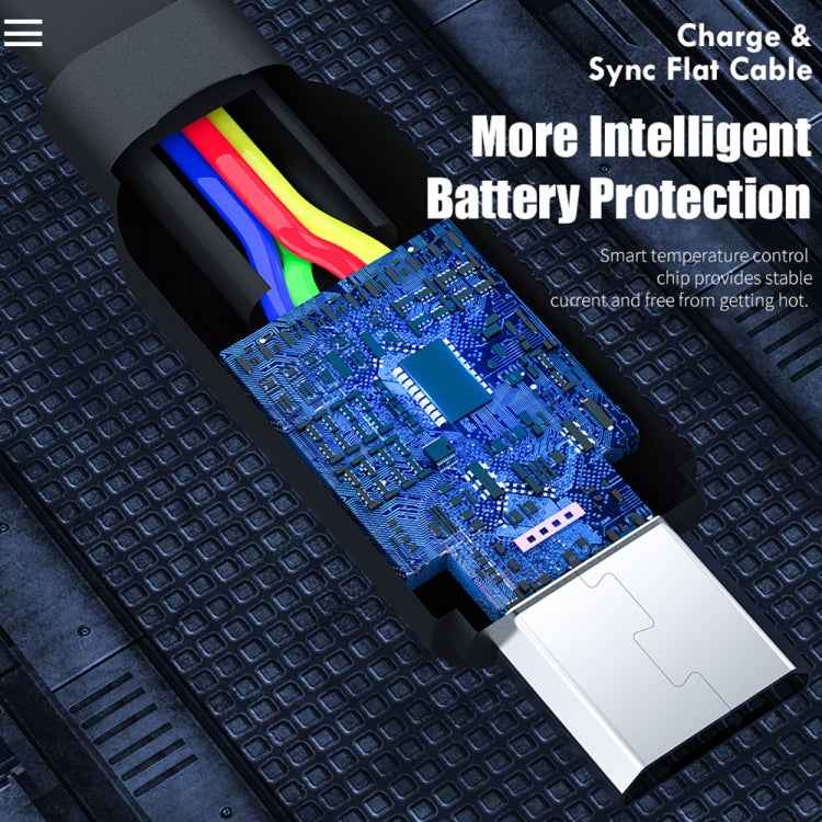 ROCK S5 2A Micro USB Charging + Data Synchronization TPE Flat Shape Data Cable, Cable Length: 1m