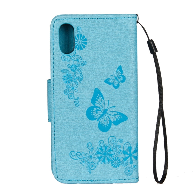For iPhone X / XS Pressed Flowers Butterfly Pattern Horizontal Flip Leather Case with Holder & Card Slots & Wallet & Lanyard