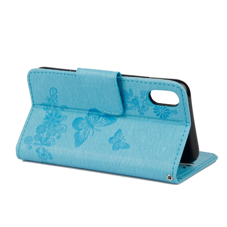 For iPhone X / XS Pressed Flowers Butterfly Pattern Horizontal Flip Leather Case with Holder & Card Slots & Wallet & Lanyard
