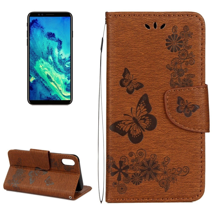 For iPhone X / XS Pressed Flowers Butterfly Pattern Horizontal Flip Leather Case with Holder & Card Slots & Wallet & Lanyard