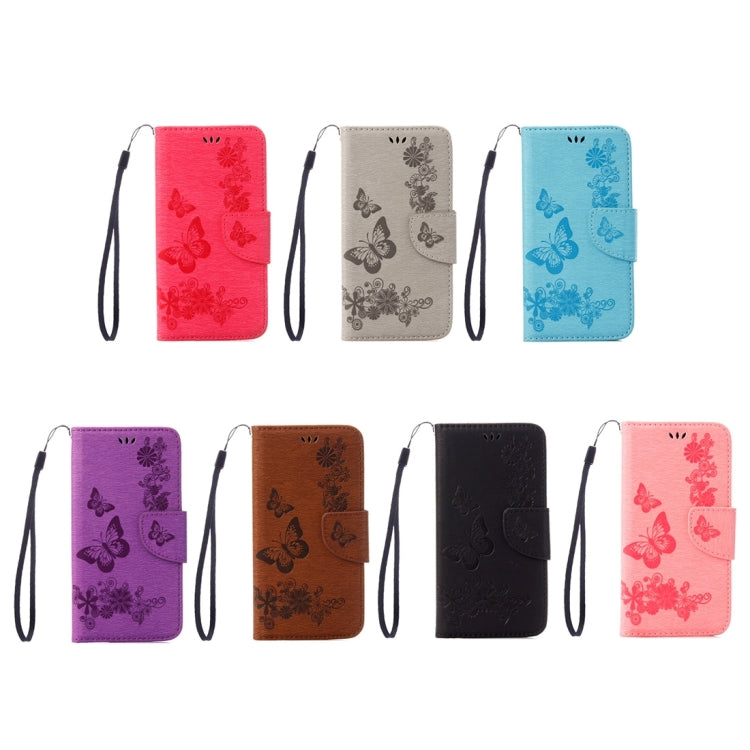 For iPhone X / XS Pressed Flowers Butterfly Pattern Horizontal Flip Leather Case with Holder & Card Slots & Wallet & Lanyard