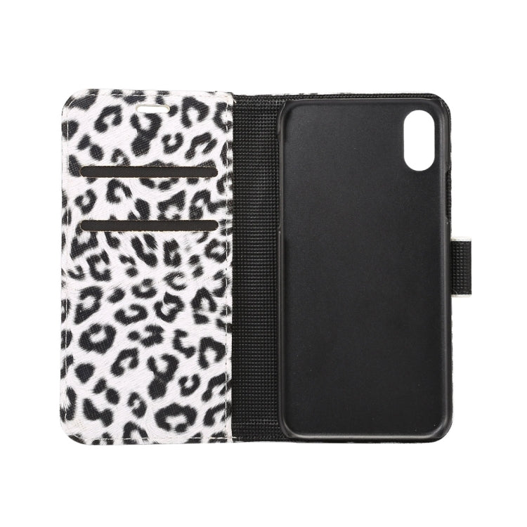 For iPhone X Leopard Pattern PU + PC Horizontal Flip Leather Protective Case with Holder & Card Slots, For X
