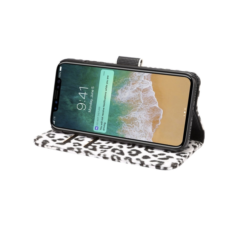For iPhone X Leopard Pattern PU + PC Horizontal Flip Leather Protective Case with Holder & Card Slots, For X