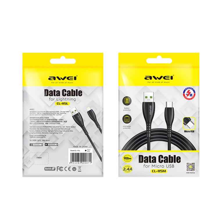 awei CL-115L 1m 2.4A USB to 8 Pin Charging Cable