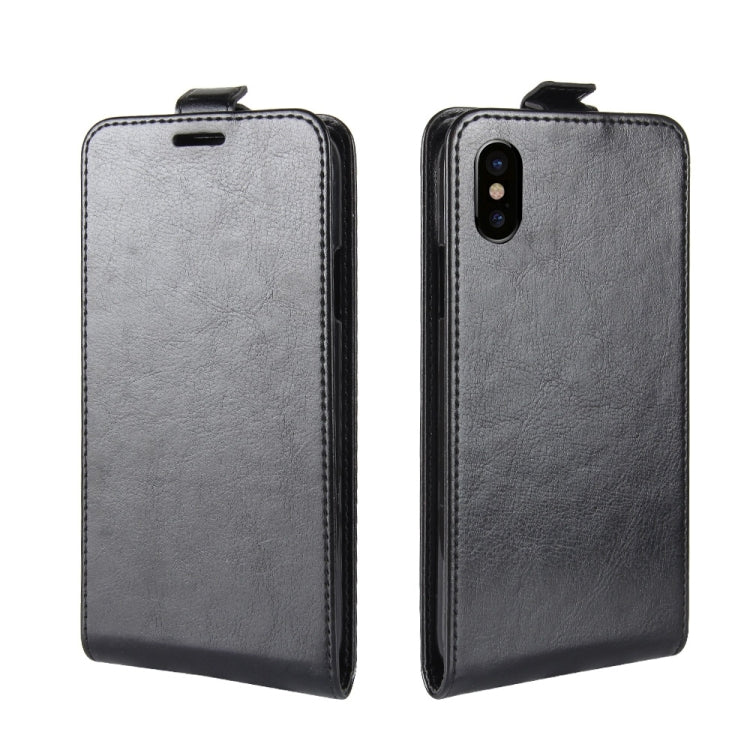 For iPhone X / XS Crazy Horse Texture Vertical Flip Leather Case with Card Slot & Photo Frame