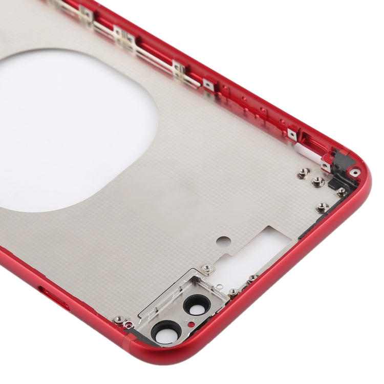 Transparent Battery Back Cover with Camera Lens Frame & SIM Card Tray & Side Keys for iPhone 8 Plus, For iPhone 8 Plus(Transparent Red)