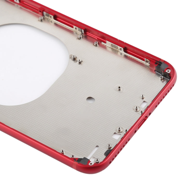 Transparent Battery Back Cover with Camera Lens Frame & SIM Card Tray & Side Keys for iPhone 8 Plus, For iPhone 8 Plus(Transparent Red)