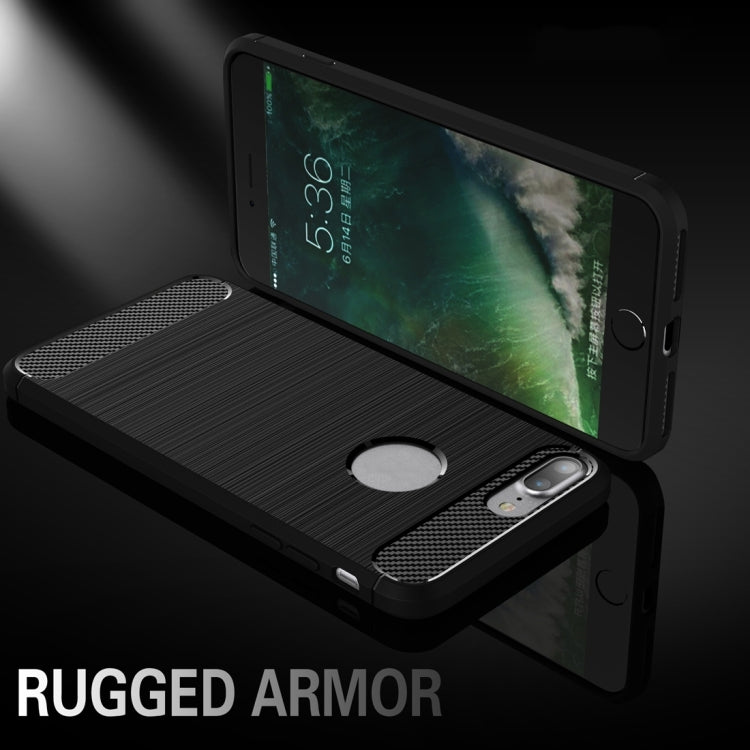 For iPhone 8 Plus Brushed Texture Fiber TPU Rugged Armor Protective Case