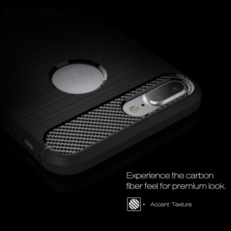 For iPhone 8 Plus Brushed Texture Fiber TPU Rugged Armor Protective Case